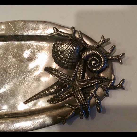 Pewter serving tray. 22” long - Picture 2 of 3